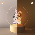 Personalisierte Playful Bunny Ohren Bowknot Ei Initiale LED-Nachtlicht mit hölzernen Basis und Name Ostern Party Zimmer Dekoration Geburtstagsgeschenk für Kinder