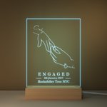 Intercambio de Anillos Personalizado LED Luz de Noche con Base de Madera Decoración Romántica para el Hogar Día de San Valentín Regalo de Compromiso para Pareja