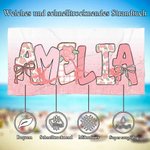 Personalisiertes Schnelltrocknendes Rosa Schleife Strandtuch mit Namen und RSG Silhouettenmotiv Sommer Essentials Geburtstag Geschenk für Mädchen