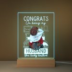 Esposo personalizado You Lucky Bastard Placa de luz nocturna de acrílico Decoración de escritorio Regalo de San Valentín para parejas