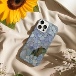 Personalized Hydrangea Faux Stained Glass Phone Case with Name for iPhone Samsung Anniversary Birthday Gift for Female Artists Hydrangea Lovers