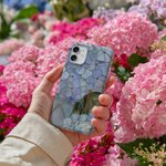 Personalized Hydrangea Faux Stained Glass Phone Case with Name for iPhone Samsung Anniversary Birthday Gift for Female Artists Hydrangea Lovers