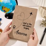 Journal personnalisé en cuir PU A5 avec nom et 100 pages lignées Utilisation quotidienne Cadeau d'anniversaire pour les amoureux du voyage