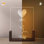 Árbol personalizado de huellas dactilares Mi Foto Sketch LED Luz de Noche con Años y Base de Madera Decoración del Hogar Día de San Valentín Madre Aniversario Regalo para Pareja