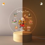 Conejito Personalizado Carrera Dios Dice Yo Soy Nombre LED Luz de Noche con Base de Madera Decoración de Guardería Cumpleaños Pascua Regalo para Niños