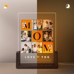 Luz de Noche LED Acrílica Personalizada Love You Mom con Base de Madera y Fotos Día de la Madre Día de Acción de Gracias Regalo de Cumpleaños para Mamá