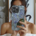 Personalized Hydrangea Faux Stained Glass Phone Case with Name for iPhone Samsung Anniversary Birthday Gift for Female Artists Hydrangea Lovers