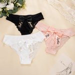 Personalized Sexy Bow Bride Underwear Lace Thong with Name Honeymoon Valentine's Day Wedding Bridal Shower Gift for Her
