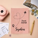 Journal personnalisé en cuir PU A5 avec nom et 100 pages lignées Utilisation quotidienne Cadeau d'anniversaire pour les amoureux du voyage