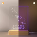 Intercambio de Anillos Personalizado LED Luz de Noche con Base de Madera Decoración Romántica para el Hogar Día de San Valentín Regalo de Compromiso para Pareja