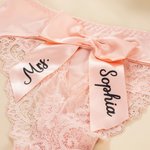Personalized Sexy Bow Bride Underwear Lace Thong with Name Honeymoon Valentine's Day Wedding Bridal Shower Gift for Her
