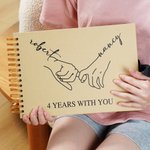 Personalized Romantic Line Art Photo Album Scrapbook with Name and Text Anniversary Valentine's Day Gift for Couple Beloved One