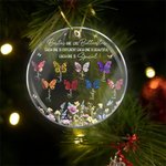 Personalized Birth Flower Butterfly Acrylic Hanging Ornament with Name Tree Decoration Funny Christmas Mother's Day Gift for Mom Grandma