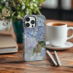 Personalized Hydrangea Faux Stained Glass Phone Case with Name for iPhone Samsung Anniversary Birthday Gift for Female Artists Hydrangea Lovers