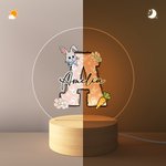 Personalisierte Cute Bunny Karotte Floral Initial LED-Nachtlicht mit hölzernen Basis und Name Ostern Party Zimmer Dekoration Geschenk für Jungen Mädchen