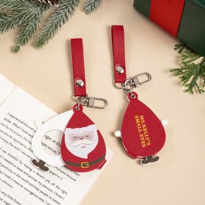 Personalised Cute Santa Keychain with Text and Magnifying Glass Birthday Christmas Appreciation Gift for Elders Grandma Grandpa