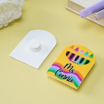 Personalized 3D Crayon Notebook Rainbow Apple Pencil Bow Bag Charm with Name Accessory for Bogg Appreciation End of School Gift for Teachers Educators
