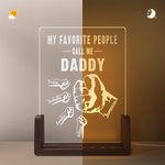 Personalized My Favorite People Fist Bump Acrylic LED Night Light with Wooden Base and 1-16 Kid Names Father's Day Birthday Gift for Dad Grandpa