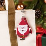 Personalized Cute Santa Keychain with Text and Magnifying Glass Birthday Christmas Appreciation Gift for Elders Grandma Grandpa