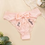 Personalized Sexy Bow Bride Underwear Lace Thong with Name Honeymoon Valentine's Day Wedding Bridal Shower Gift for Her