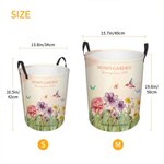 Personalized 2-15 Watercolor Birth Flowers Design Waterproof Laundry Storage Basket with Title and Names Birthday Housewarming Gift for Mom Grandma
