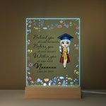 Lámpara de noche LED de cuatro colores ajustable con base de madera y nombre Regalo de graduación para graduados