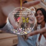 Personalized Birth Flower Butterfly Acrylic Hanging Ornament with Name Tree Decoration Funny Christmas Mother's Day Gift for Mom Grandma
