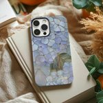 Personalized Hydrangea Faux Stained Glass Phone Case with Name for iPhone Samsung Anniversary Birthday Gift for Female Artists Hydrangea Lovers