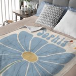 Personalized Retro Boho Watercolor Danish Floral Soft Throw Blanket with Name Home Decor Birthday Holiday Gift for Friends Family