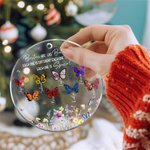Personalized Birth Flower Butterfly Acrylic Hanging Ornament with Name Tree Decoration Funny Christmas Mother's Day Gift for Mom Grandma