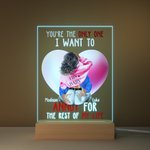 Lámpara de noche LED personalizada You're the Only One con nombres Base de madera Regalo de aniversario San Valentín para pareja