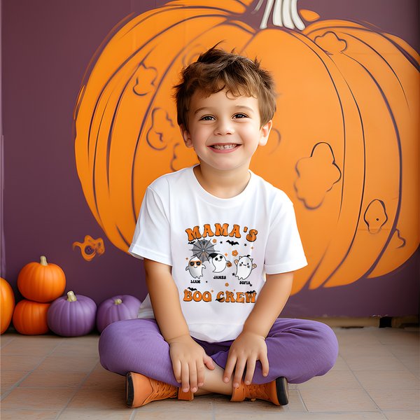 Henkilökohtainen Boo Crew 1-10 Söpö Ghosts Monivärinen 100% puuvilla Kid aikuisten T-paita otsikko ja nimi Holiday Halloween Party lahja perheen lapsille