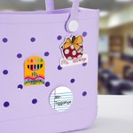 Personalized 3D Crayon Notebook Rainbow Apple Pencil Bow Bag Charm with Name Accessory for Bogg Appreciation End of School Gift for Teachers Educators