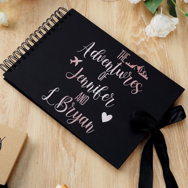 Personalized Romantic Line Art Photo Album Scrapbook with Name and Text Anniversary Valentine's Day Gift for Couple Beloved One