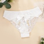Personalized Sexy Bow Bride Underwear Lace Thong with Name Honeymoon Valentine's Day Wedding Bridal Shower Gift for Her