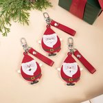 Personalized Cute Santa Keychain with Text and Magnifying Glass Birthday Christmas Appreciation Gift for Elders Grandma Grandpa
