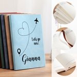 Journal personnalisé en cuir PU A5 avec nom et 100 pages lignées Utilisation quotidienne Cadeau d'anniversaire pour les amoureux du voyage