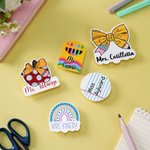 Personalized 3D Crayon Notebook Rainbow Apple Pencil Bow Bag Charm with Name Accessory for Bogg Appreciation End of School Gift for Teachers Educators