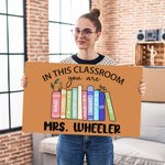 Gepersonaliseerde boekbladelementen antislip deurmat met tekst Klaslokaaldecoratie Terug naar school-cadeau voor leraren