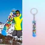 Porte-clés personnalisé en acrylique Snowboard avec photo de l'équipe Cadeau d'anniversaire pour les membres de l'équipe Passionnés de ski