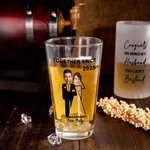 Personalised Congrats on Being My Husband Face Photo Beer Glass with Name and Year Wedding Valentine's Day Anniversary Gift for Groom Husband