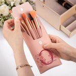Personalized Floral Initial Makeup Brush Bag with 8 Pcs Makeup Brushes Travel Essentials Birthday Wedding Gift for Women