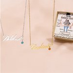 Personalized Heart Name Birthstone Necklace with Card Dainty Jewelry Birthday Anniversary Gift for Mom Besties