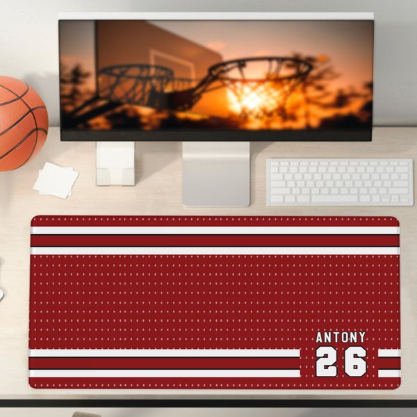 Personalized Sports Jersey Design Multicolour Non-Slip Desk Mat Mouse Pad with Name and Number Office Supplies Game Day Birthday Gift for Sports Lovers