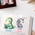 Personalized Fantasy Unicorn Dinosaur Magnetic Bookmark Clip with Name Reading Supplies Birthday Back to School Gift for Children Bookworms