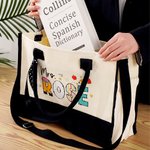 Personalised Multicolor Doodle Text Large Canvas Tote Bag with Shoulder Strap Birthday Teacher's Day Back to School Appreciation Gift for Teachers