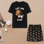 Personalised Dog Cat Photo Short-sleeve Pajama Matching Shorts Set with Text Summer Home Clothing Birthday Gift for Men Pet Lovers