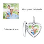 Collar de medallón personalizado de plata esterlina con foto en forma de corazón y texto grabado regalo de cumpleaños y aniversario para ella