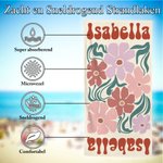 Gepersonaliseerde Boho Retro Bloemige Sneldrogende Oversized Strandlaken met Naam Onmisbare Reis Strand Feest Verjaardagscadeau voor Meisjes Vrouwen