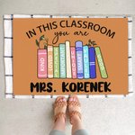 Gepersonaliseerde boekbladelementen antislip deurmat met tekst Klaslokaaldecoratie Terug naar school-cadeau voor leraren
